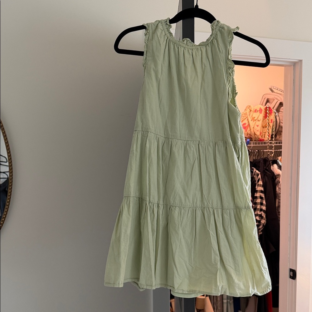 Copper Key Light Green Tiered Kids Dress